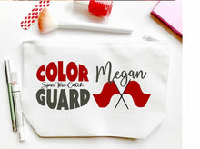 Load image into Gallery viewer, Color Guard Personalized Make Up bag. Custom Flag Core bag. Personalized Color Guard Make up Bag. Personalized Band Gift! Color Guard Gift.