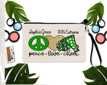 Load image into Gallery viewer, Cheer Personalized Make Up bag. Custom Cheerleading bag. Personalized Cheer Make up Bag. Personalized Cheer Team Gift! Cheerleading Gift.