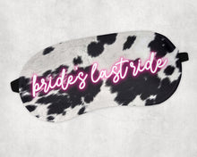 Load image into Gallery viewer, Cowhide Party Sleep Mask! disco cowgirl party favors. cowhide birthday party favors. Disco bachelorette Party! Disco Birthday Sleep Masks!