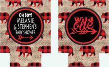 Load image into Gallery viewer, Plaid Party Huggers. Personalized Lumberjack party Favors. Plaid Bachelor or Birthday party Favors. Baby Shower Plaid Favors. Wild One!