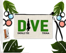 Load image into Gallery viewer, Swim Make Up bag. Custom Swimmer bag. Personalized Swim Team Bag. Swim Mom Gift! Great Swim Team Coach Gift. Swim Gift.Girls Swim Bag.