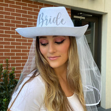 Load image into Gallery viewer, Pink and White Cowboy Hats | Cowgirl Bachelorette Gifts | Nashville, Austin Birthday Party Favors | Pink Bachelorette Cowgirl Hats| Bride