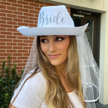 Load image into Gallery viewer, Pink and White Cowboy Hats | Cowgirl Bachelorette Gifts | Nashville, Austin Birthday Party Favors | Pink Bachelorette Cowgirl Hats| Bride