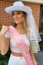 Load image into Gallery viewer, Pink and White Cowboy Hats | Cowgirl Bachelorette Gifts | Nashville, Austin Birthday Party Favors | Pink Bachelorette Cowgirl Hats| Bride