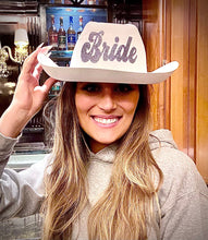 Load image into Gallery viewer, Pink and White Cowboy Hats | Cowgirl Bachelorette Gifts | Nashville, Austin Birthday Party Favors | Pink Bachelorette Cowgirl Hats| Bride