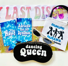 Load image into Gallery viewer, Disco Party 4" vinyl Satin Sash. Disco Bride Sash with Glitter or holographic. Disco Bachelorette Sash! Disco Cowgirl Party Sash!