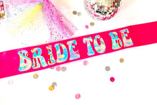 Load image into Gallery viewer, Disco Party 4" Satin Sash. Glitter Disco Bride Sash. Disco Bachelorette Sash! Disco Cowgirl Party Sash! Retro 70's Bachelorette Party!