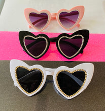 Load image into Gallery viewer, Bling Heart Sunglasses | Bachelorette glasses | Bride Sunglasses | Bachelorette Party Heart Sunglasses, Bridesmaid Proposal, Bridesmaid Gift