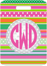 Load image into Gallery viewer, Golf Ribbon Luggage Tag. Golf birthday gift! Golf Bag Tag. Great golf team gift! Custom golf tag! Personalized Golf Bag tag. Girls golf gift