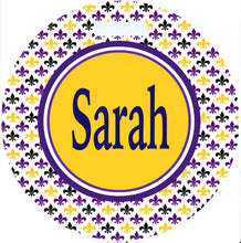 Load image into Gallery viewer, Fleur de Lis Luggage Tags. Monogrammed Fleur de Lis gift. Great Bridesmaid favors. Diaper Bag tag too!