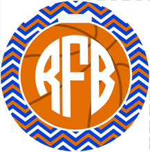 Load image into Gallery viewer, Basketball Monogrammed Bag Tag. Perfect on a Basketball bag or luggage! Basketball player gift. Great team or Basketball Coaches gift.