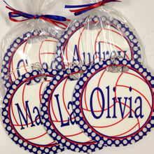 Load image into Gallery viewer, Personalized Volleyball Bag Tag. Perfect Volleyball player gift. Great Volleyball team gift. Custom colors!