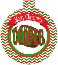 Load image into Gallery viewer, Football Ornaments. Preppy Monogrammed Football Christmas Gift! Great present for a football player! Football Gift. Team gift.
