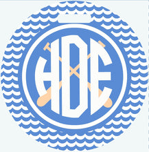 Load image into Gallery viewer, Crew Oars Bag Tag. Monogrammed Rowing bag tag. Crew team or Coaches gift Custom colors!