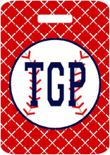 Load image into Gallery viewer, Baseball Bats Luggage Tags. Monogrammed bag tag! Baseball Bag tag. Baseball team gifts too!