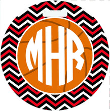 Load image into Gallery viewer, Basketball Monogrammed Bag Tag. Perfect on a Basketball bag or luggage! Basketball player gift. Great team or Basketball Coaches gift.