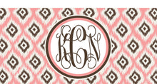 Load image into Gallery viewer, Pink Ikat Monogrammed License Plate. Personalized Car Tag. Add a splash of color with a Monogrammed Car Tag!