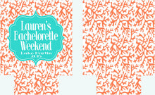 Load image into Gallery viewer, Coral Wedding or Bachelorette Huggers. Personalized Beach Bachelorette Solo Cup Coolies. Monogram Beach Huggers. Coral Beach Party Favors!