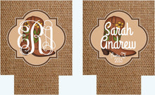 Load image into Gallery viewer, Western "Burlap" Huggers. Burlap Bachelorette or Birthday Party Favors. Monogram Western Bachelorette Party Favors.Nashville or Austin Party