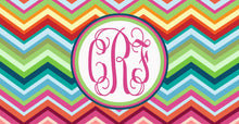 Load image into Gallery viewer, Colorful Chevron License Plate. Monogrammed Car tag.Preppy Chevron Car Tag. Great 16th birthday gift!