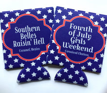 Load image into Gallery viewer, America Stars Party Huggers. Red White and Blue Party Favors! USA Party Huggers! USA Bachelorette Party Favors. Personalized USA Hugger