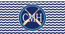 Load image into Gallery viewer, Crew Personalized License Plate. Oars and a Monogram will look great on any car! Nautical Car Tag.