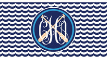 Load image into Gallery viewer, Crew Personalized License Plate. Oars and a Monogram will look great on any car! Nautical Car Tag.