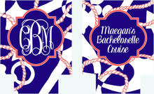 Load image into Gallery viewer, Booze Cruise Huggers. Bachelorette or Birthday Party Can Coolers. Monogram Bachelorette Party Favors. Personalized Coolies!