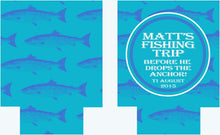 Load image into Gallery viewer, Blue Fish Huggers. Guy's Birthday Fish Huggers! Fishing Bachelor Party Favors. Guys Fishing Trip Huggers. Fishing Birthday Favors.