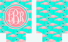 Load image into Gallery viewer, Bachelorette Flamingo Huggers. Birthday or Girls Weekend Coolies. Monogram Bachelorette Party Favors. Personalized Beverage Insulators!