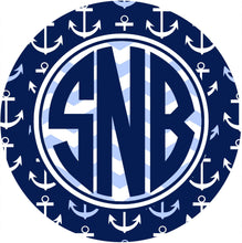 Load image into Gallery viewer, Anchors Mouse Pad. Custom Nautical Monogrammed Gift. Perfect Nautical Desk Accessory!