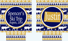 Load image into Gallery viewer, Winter Themed Huggers. Personalized Nordic Family Vacation Coolies. Bachelorette Ski coolers. Nordic Girl's Weekend favors. Christmas Party!