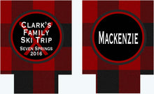 Load image into Gallery viewer, Buffalo Plaid Ski Trip Personalized Huggers