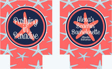 Load image into Gallery viewer, Starfish Party Huggers. Family Vacation Beach Coolies. Monogrammed Bachelorette or Birthday Party Huggies. Girl's Weekend Coolies!