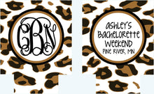 Load image into Gallery viewer, White Leopard Huggers. Animal Print Huggers. Monogram Bachelorette or Birthday Party Favors. Personalized Party Huggers!