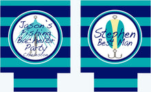 Load image into Gallery viewer, Fishing Party Drink Huggers. Fishing Party Drink Insulators! Fly Fishing Birthday Party Favors. Fishing Bachelor Party Favors!