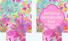 Load image into Gallery viewer, Floral Party Can Coolies. Tropical Flowers Beverage Insulators.Monogram Bridesmaid or Bachelorette Party Favors.Girl's Weekend Beach Favors.