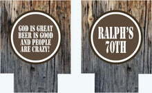 Load image into Gallery viewer, Bachelor Party Woodgrain Huggers. Guy's Birthday Huggers! Bachelor Party Favors. Dirty 30 Birthday Favors. Guy's 21st Birthday Party Favors