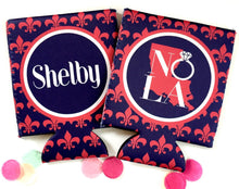 Load image into Gallery viewer, New Orleans Party Hugger. NOLA Bachelorette or Birthday Party Hugger. New Orleans Fleur de Lis Party Favors.Personalized New Orleans Hugger!