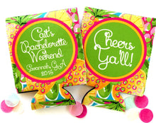 Load image into Gallery viewer, Pineapple Party Huggers. Tropical Bachelorette or Birthday Favors. Palm Beach Pineapple Huggers. Cabo, Maui, Miami, Savannah, Charleston!