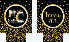 Load image into Gallery viewer, Polka Dot "Glitter" Dot Huggers. Glitter Atlanta Black and Gold Party Huggers. Glitter Savannah Bachelorette or Birthday Party Favors.