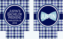 Load image into Gallery viewer, Bow Tie Plaid Bachelor Party Huggers. Guy's Plaid Birthday Favors! Bachelor Party Favors too! Baby Boy Reveal Party Favors!