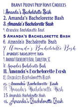 Load image into Gallery viewer, Navy Palm Tree Vacation Huggers. Bachelorette or Birthday Beach Favors. Slim Beach Bachelorette Party Favors.Personalized vacation Huggers!