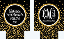 Load image into Gallery viewer, Polka Dot "Glitter" Dot Huggers. Glitter Atlanta Black and Gold Party Huggers. Glitter Savannah Bachelorette or Birthday Party Favors.