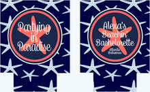 Load image into Gallery viewer, Starfish Party Huggers. Family Vacation Beach Coolies. Monogrammed Bachelorette or Birthday Party Huggies. Girl's Weekend Coolies!