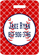 Load image into Gallery viewer, Baseball Bats Luggage Tags. Monogrammed bag tag! Baseball Bag tag. Baseball team gifts too!
