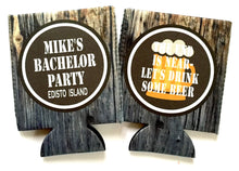 Load image into Gallery viewer, Bachelor Party Woodgrain Huggers. Guy's Birthday Huggers! Bachelor Party Favors. Dirty 30 Birthday Favors. Guy's 21st Birthday Party Favors