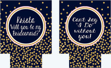 Load image into Gallery viewer, Gold and Navy Polka Dot Huggers. Orlando Bachelorette or Birthday Huggers. Personalized Navy and Blush Bachelorette Party Favors.
