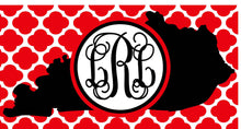 Load image into Gallery viewer, Kentucky State License Plate. Kentucky Monogrammed Car Tag. Monogrammed Quatrefoil Kentucky License Plate.