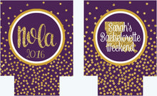 Load image into Gallery viewer, New Orleans Gold "Glitter" Huggers. NOLA Bachelorette or Birthday Party Coolies. New Orleans Party Favors!